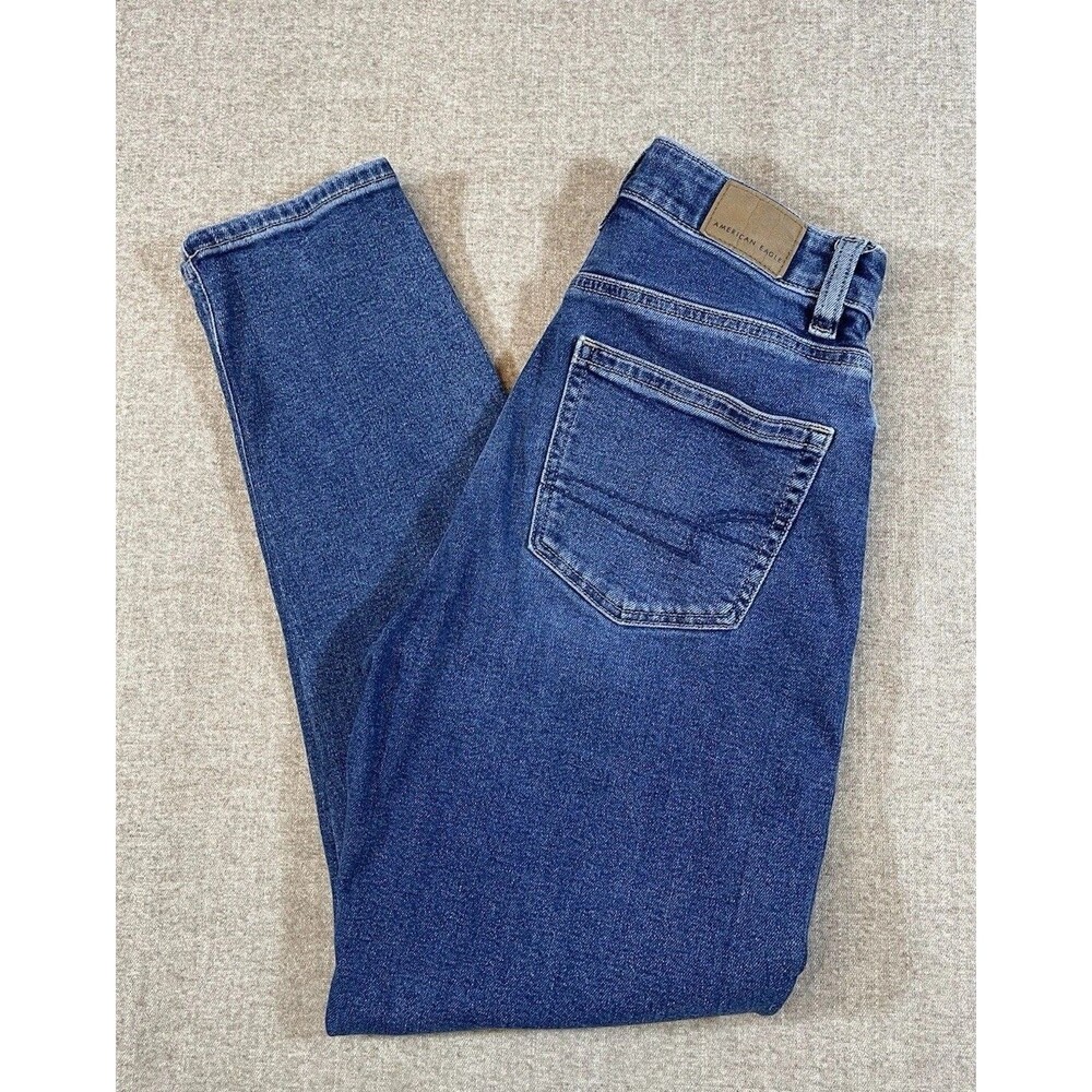 American Eagle Jeans Women’s 000 Short Blue Mom Jean Stretch High Rise Denim